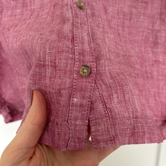 Rachel Zoe LINEN Short Sleeve Button Up Cropped Blouse Women’s Size XL - Picture 4 of 8